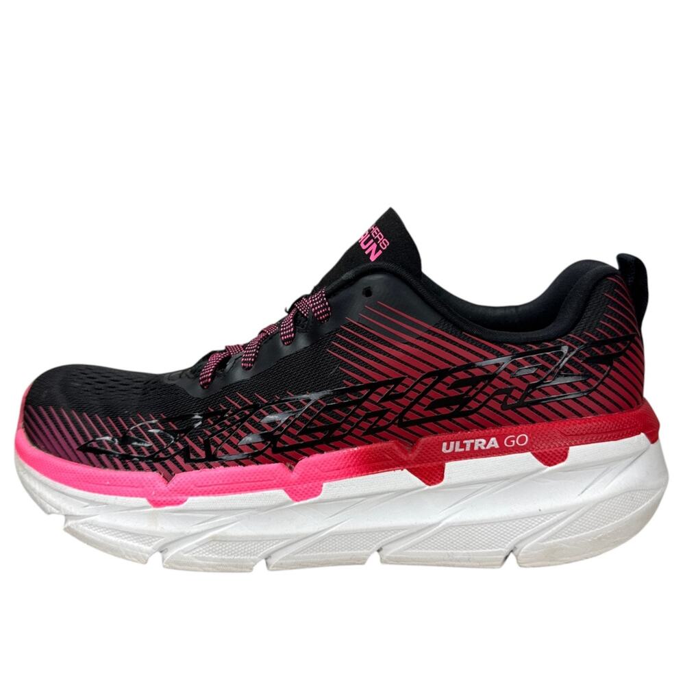 Skechers Max Cushioning Premier Womens 7 Black Pink Y2K Chunky Athleisure 17692